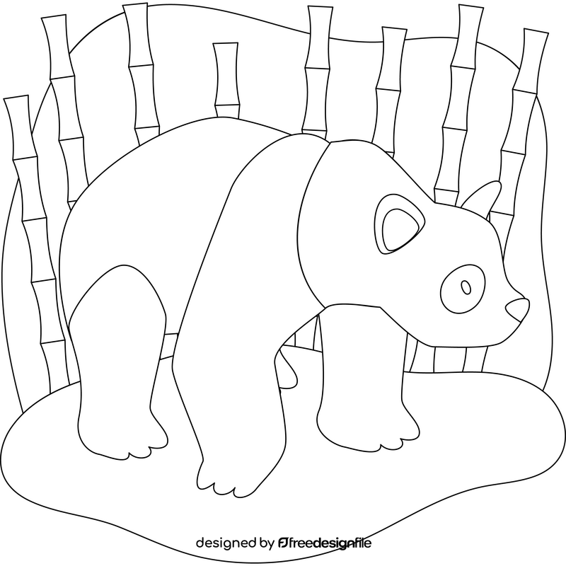 Panda outline black and white clipart