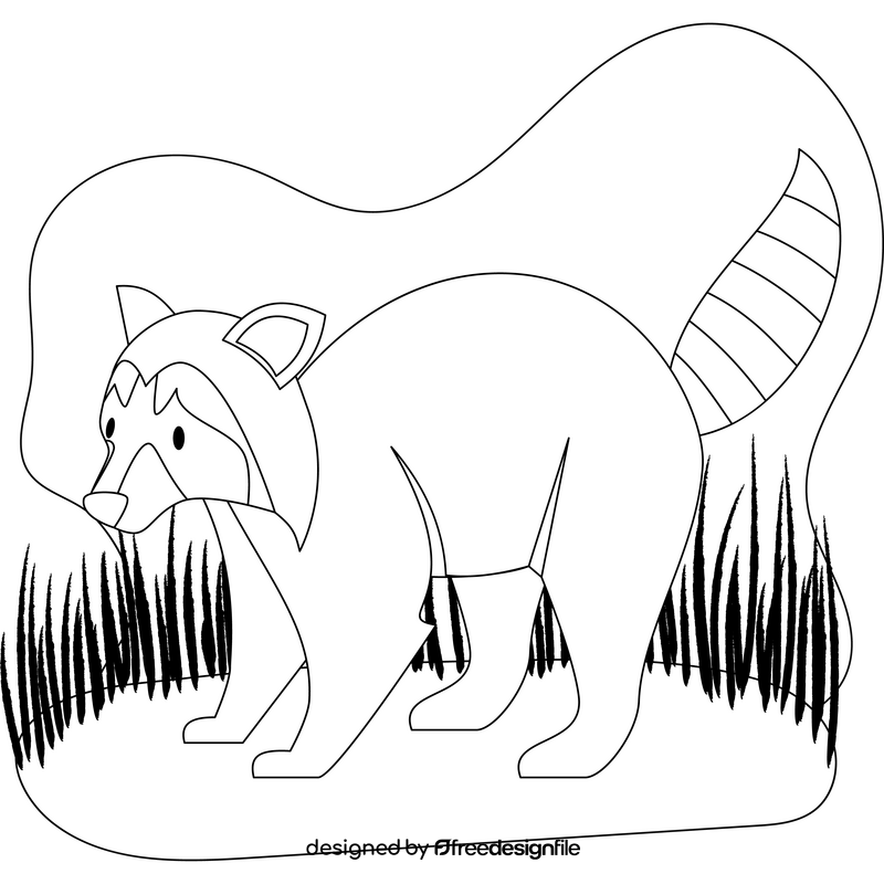 Raccoon outline black and white clipart