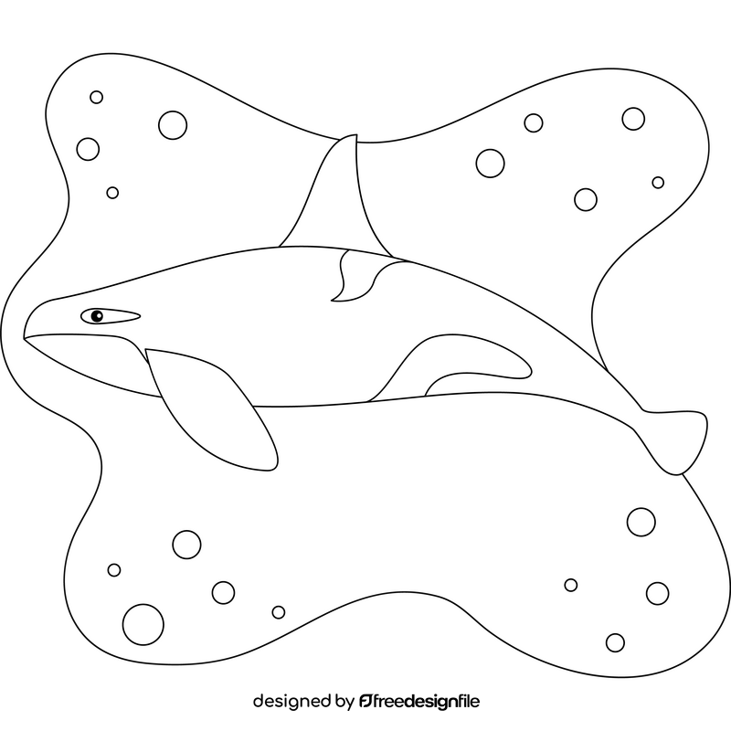 Killer whale outline black and white clipart