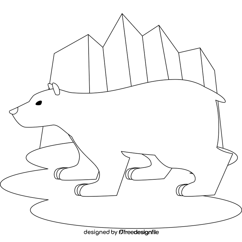 Polar bear outline black and white clipart