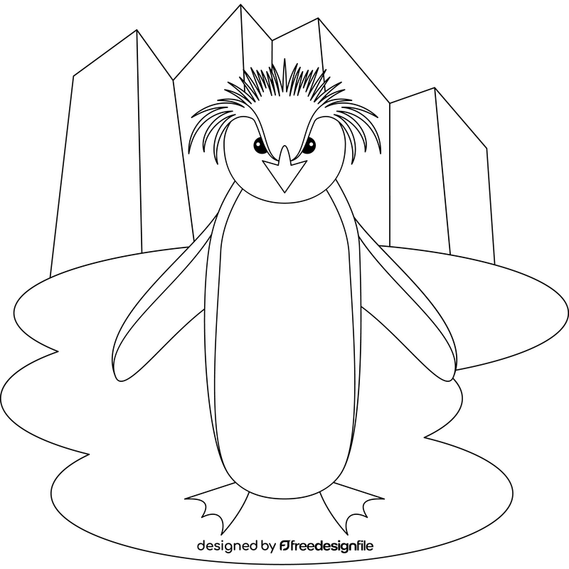 Rockhopper penguin outline black and white clipart