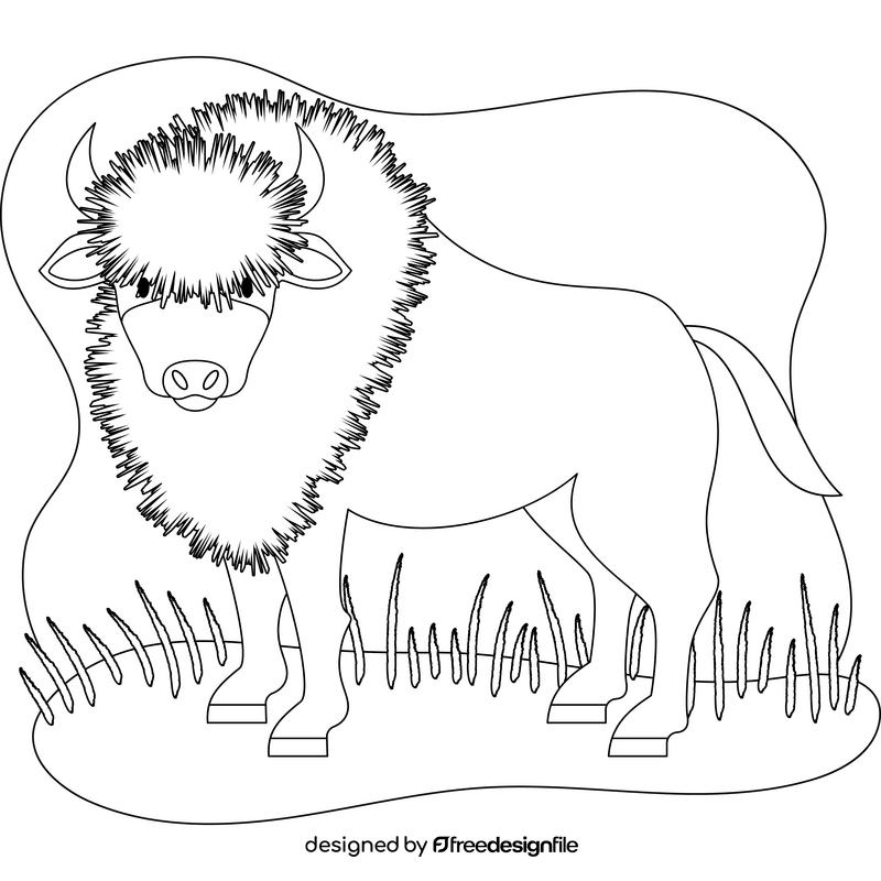 Bison outline black and white clipart