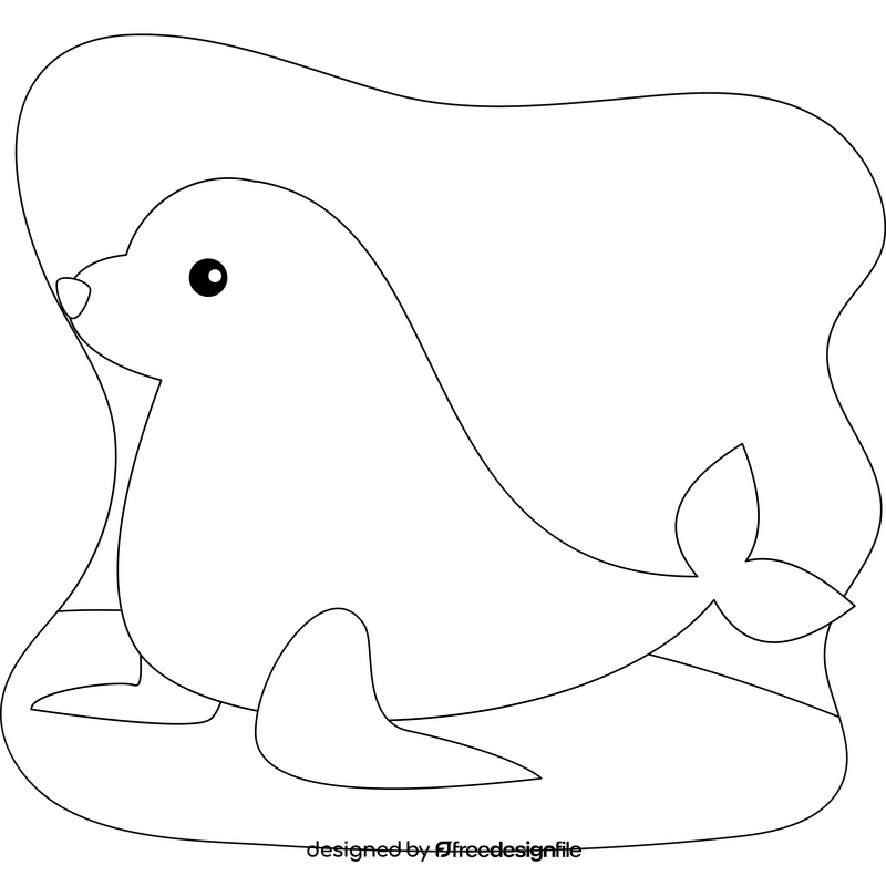 Sea lion outline black and white clipart