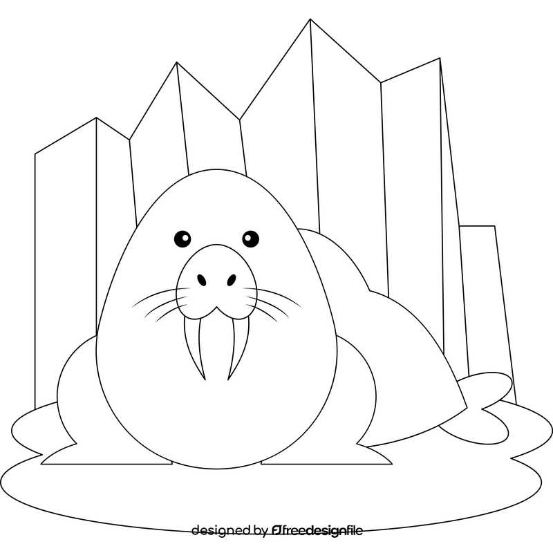 Walrus outline black and white clipart