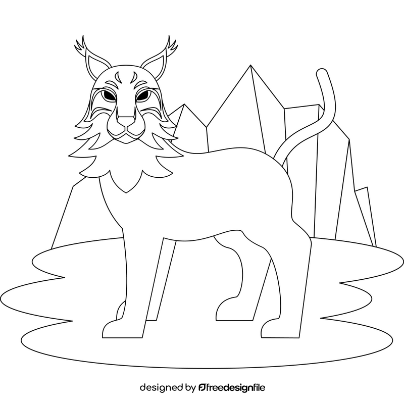Lynx outline black and white clipart