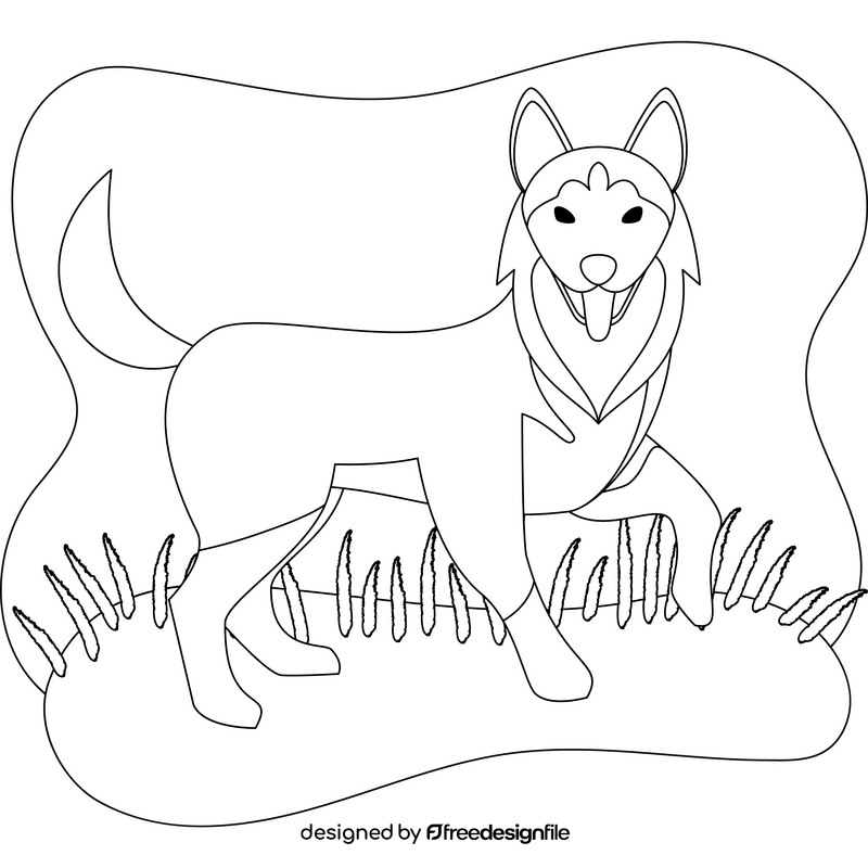 Husky outline black and white clipart