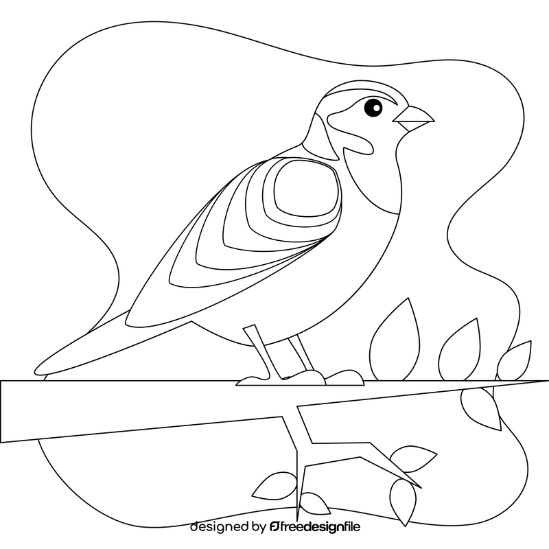 Lapland longspur bird outline black and white clipart