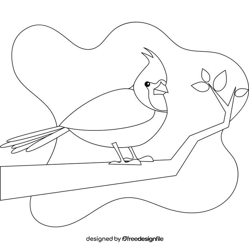 Cardinal bird outline black and white clipart