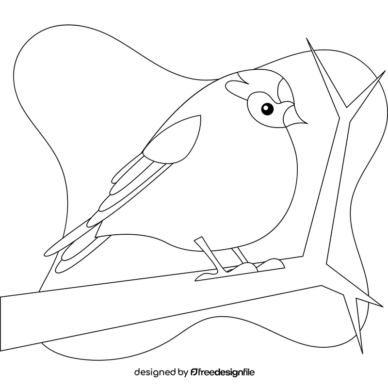 Hoary redpoll bird outline black and white clipart