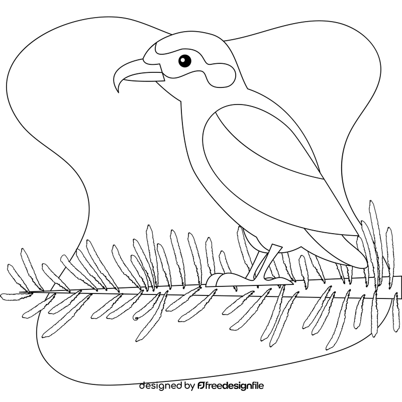 Red crossbill bird outline black and white clipart