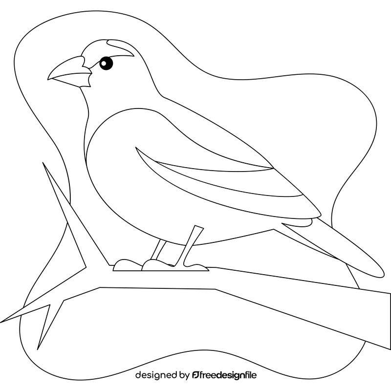 Evening grosbeak bird outline black and white clipart