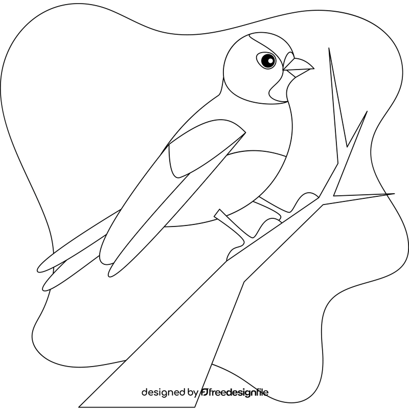 Rosy finch bird outline black and white clipart