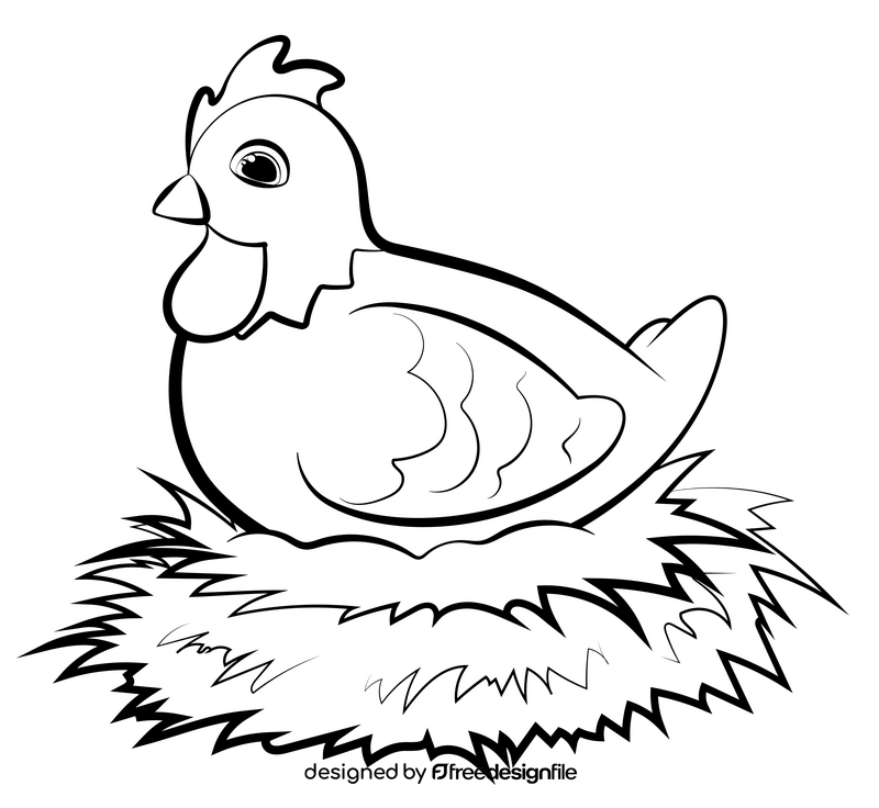 Chicken black and white clipart