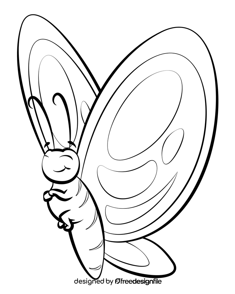 Butterfly black and white clipart
