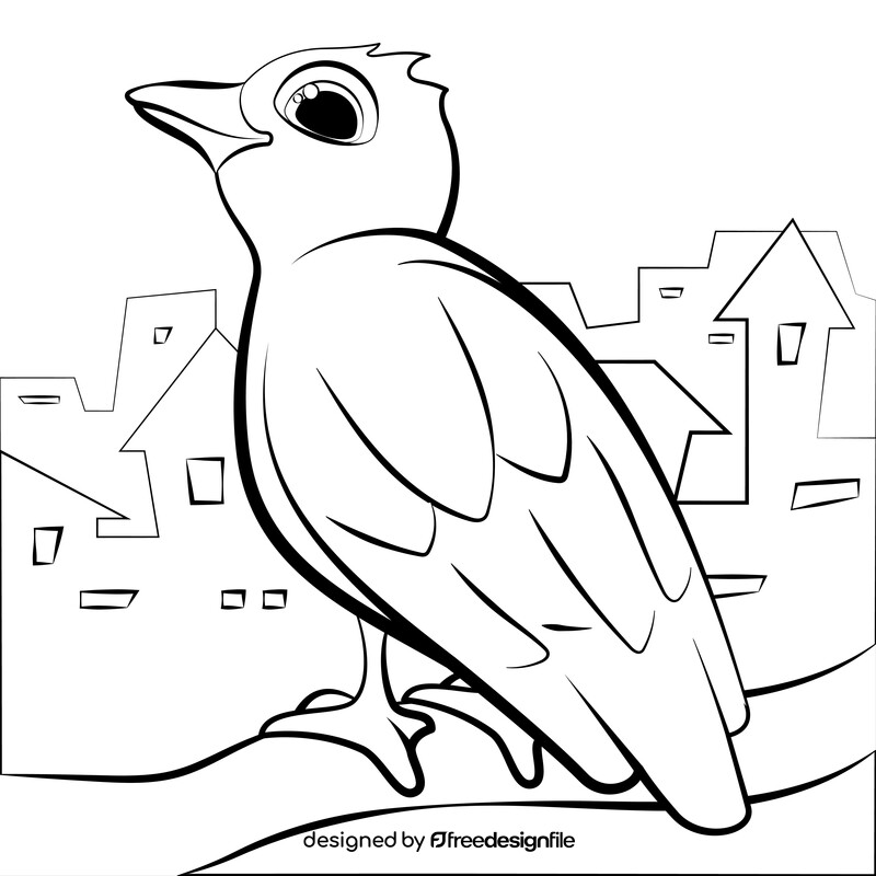 Crow black and white vector