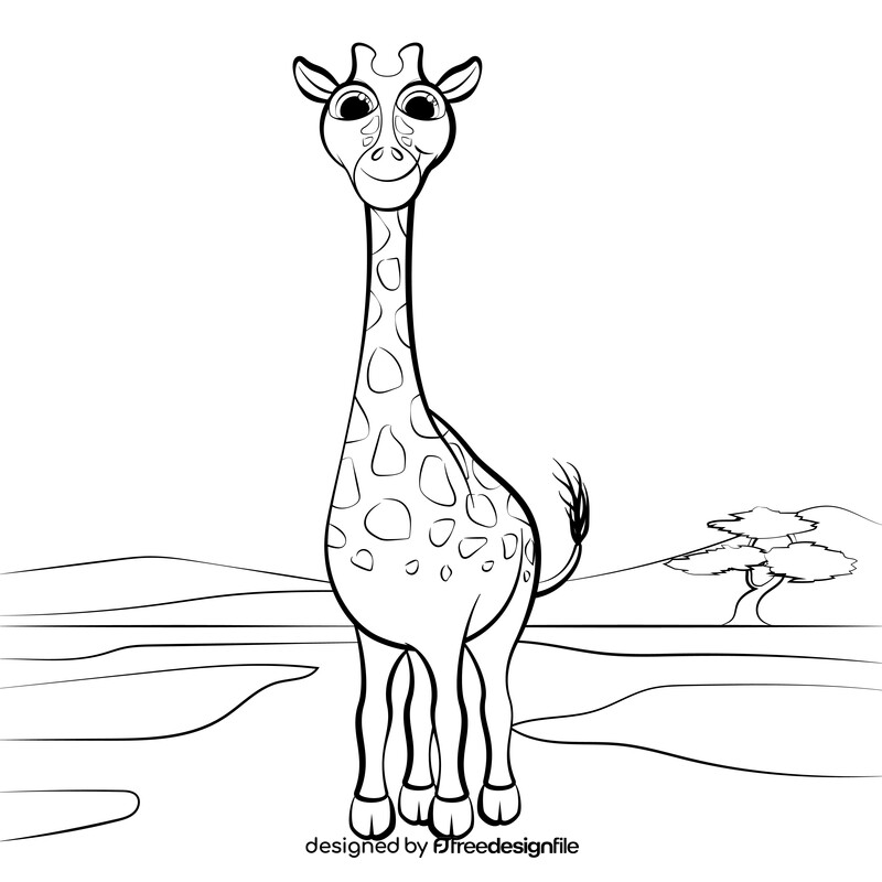 Giraffe black and white vector