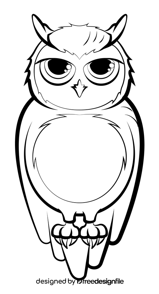 Horned owl black and white clipart