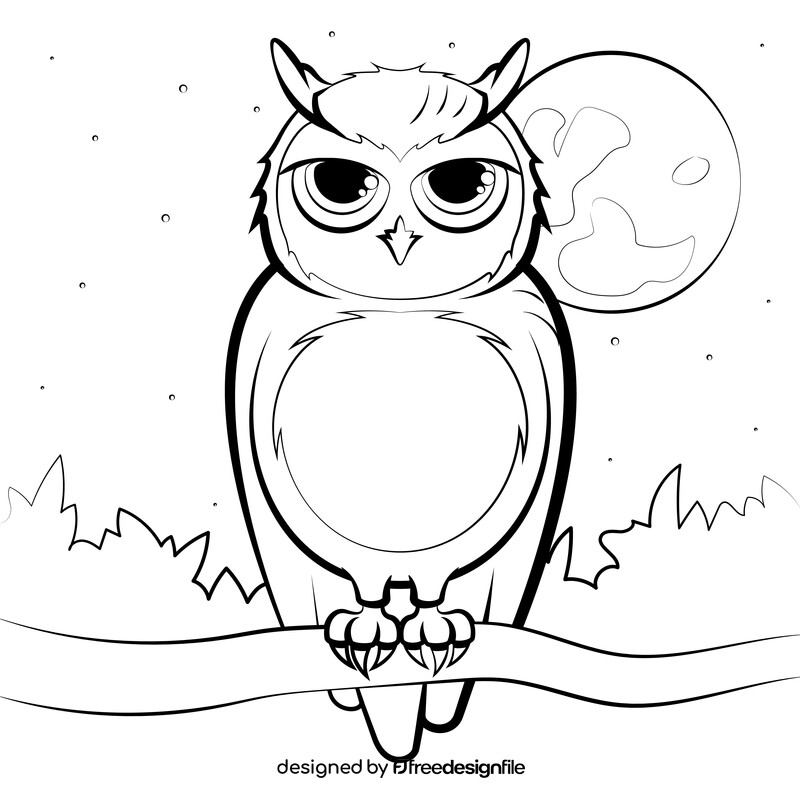 Horned owl black and white vector