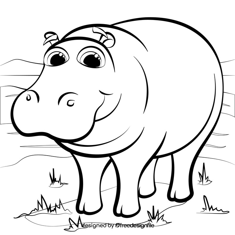 Hippo black and white vector
