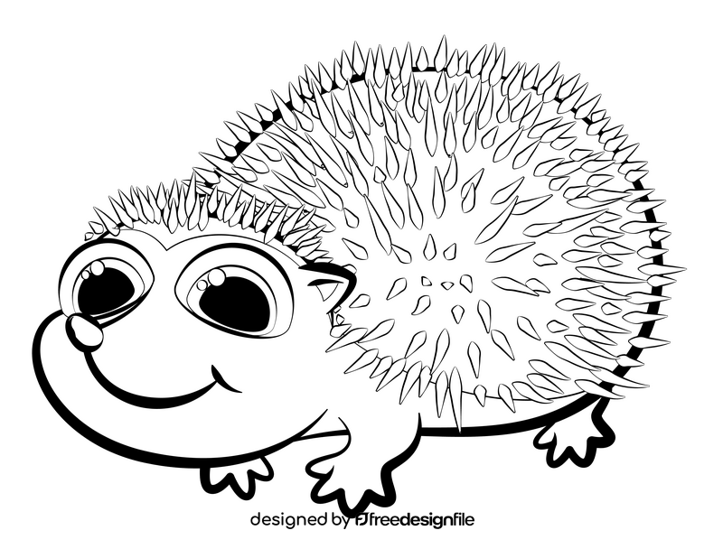 Hedgehog black and white clipart