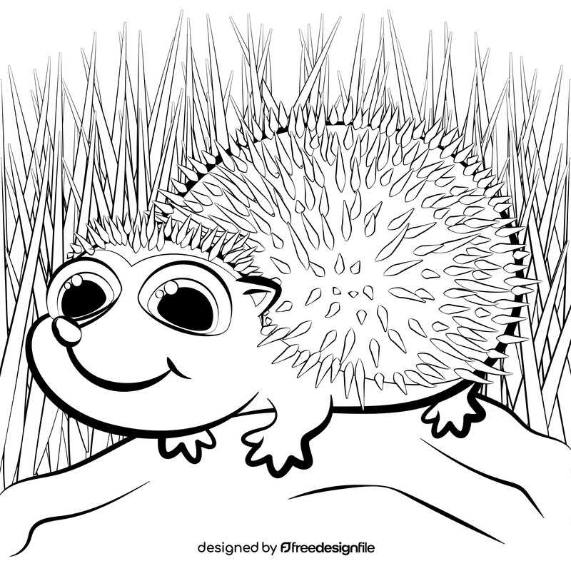 Hedgehog black and white vector