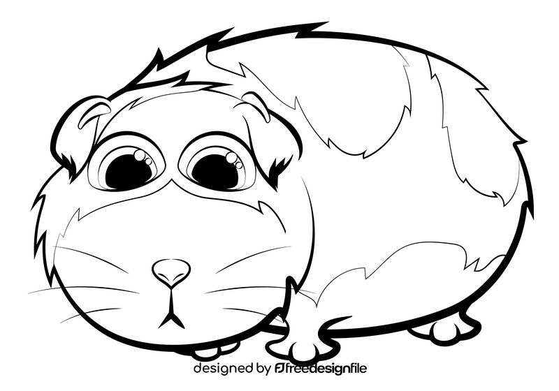 Guinea pig black and white clipart