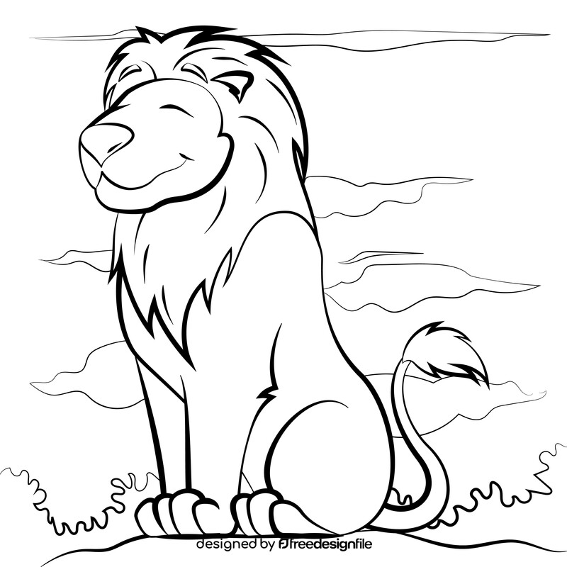 Cute lion black and white vector