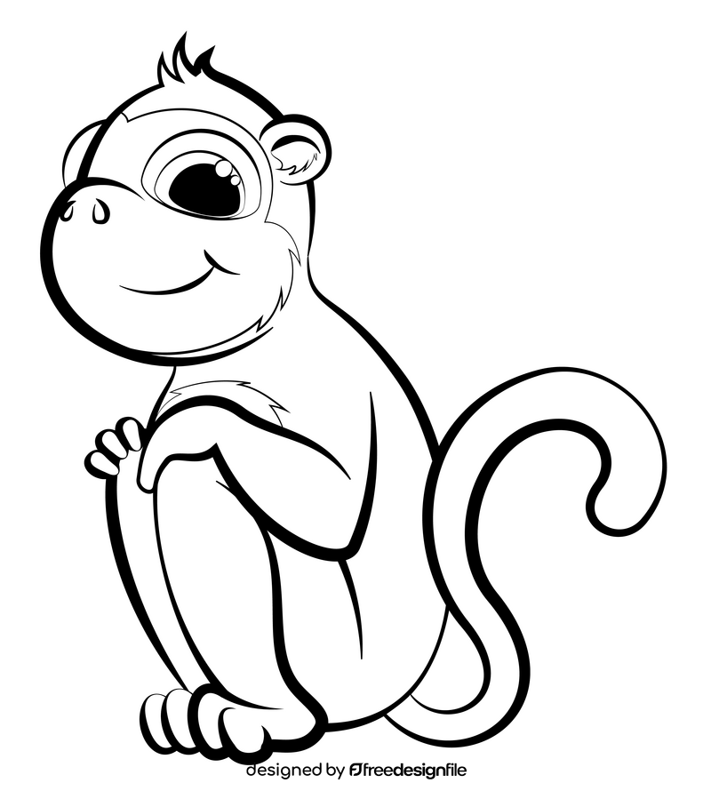 Monkey black and white clipart