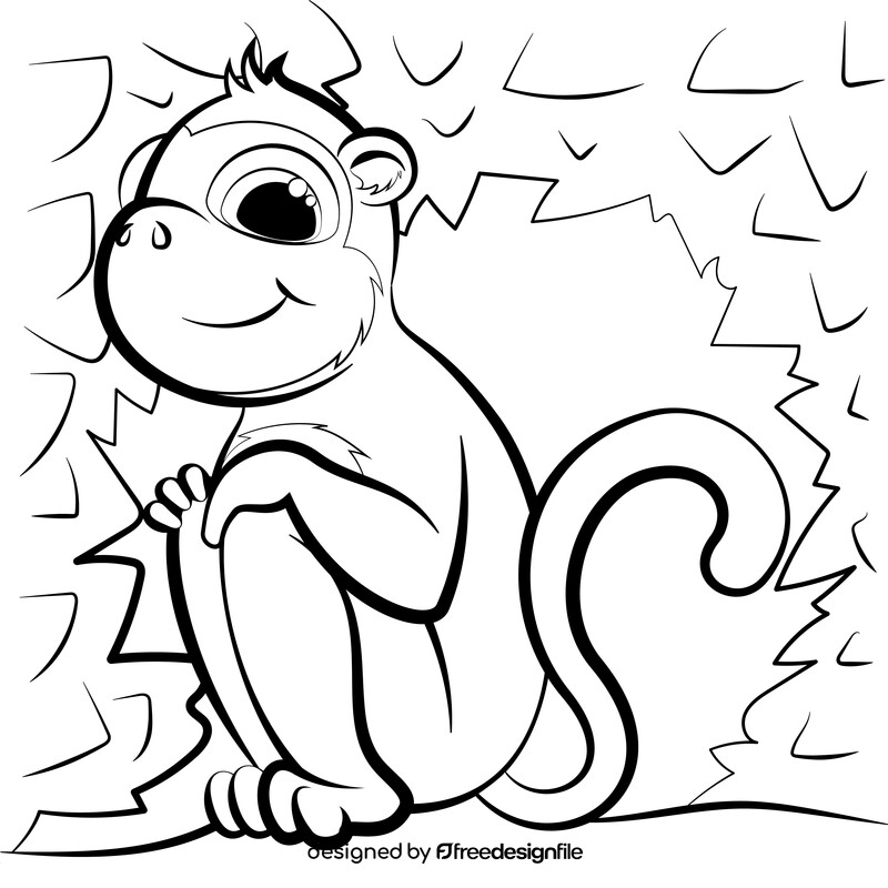 Monkey black and white vector