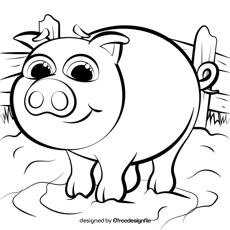 Pig black and white vector