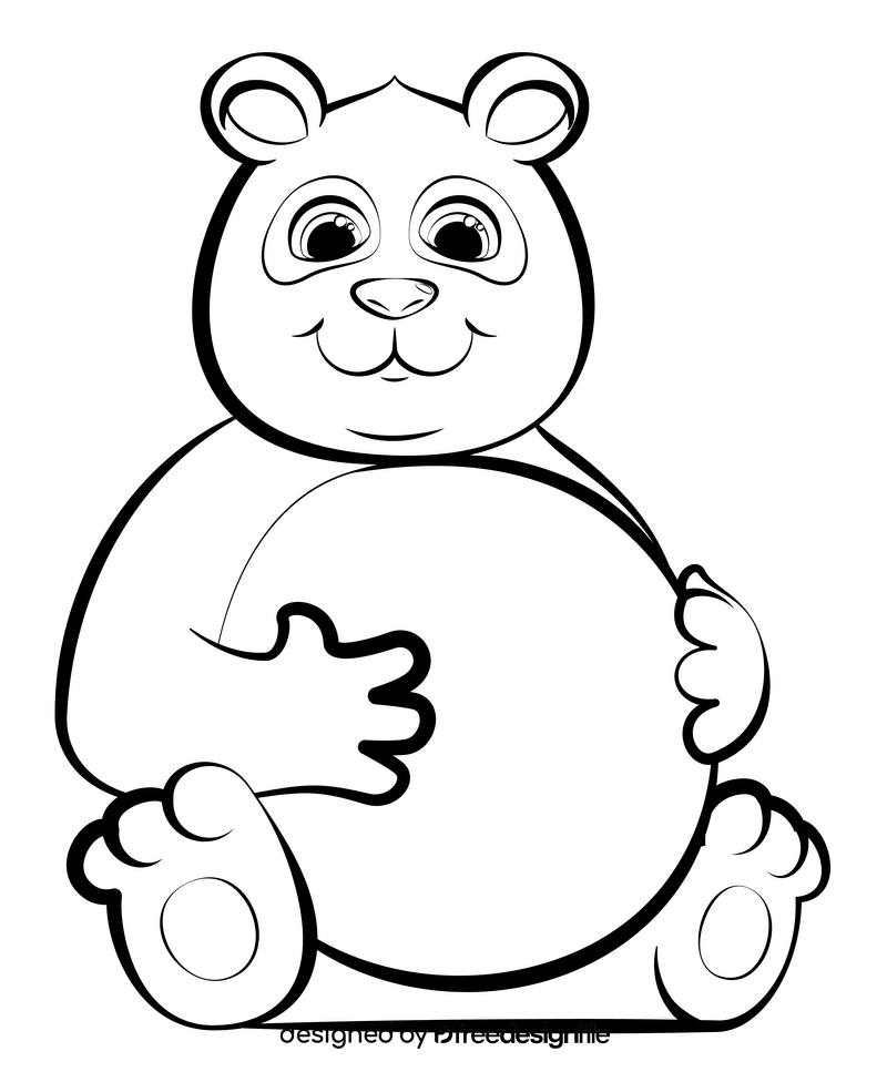 Panda black and white clipart