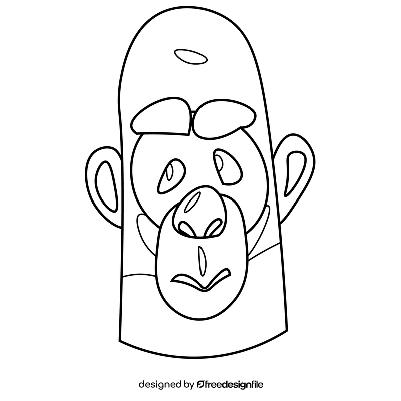 Cartoon gorilla head black and white clipart