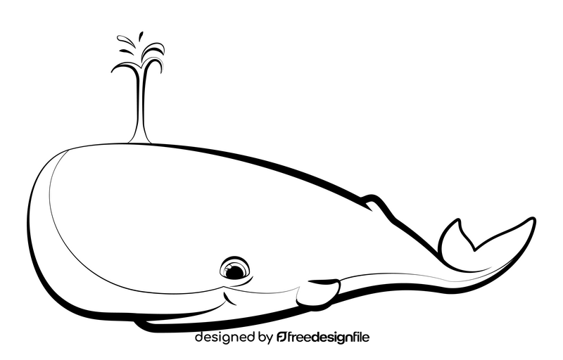 Sperm whale black and white clipart