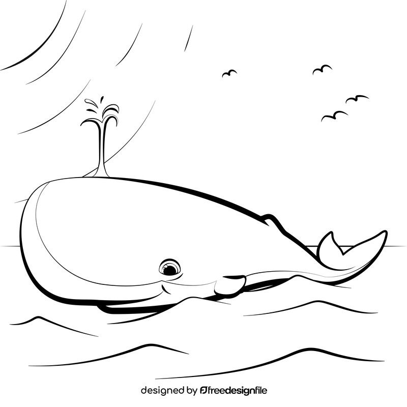 Sperm whale black and white vector