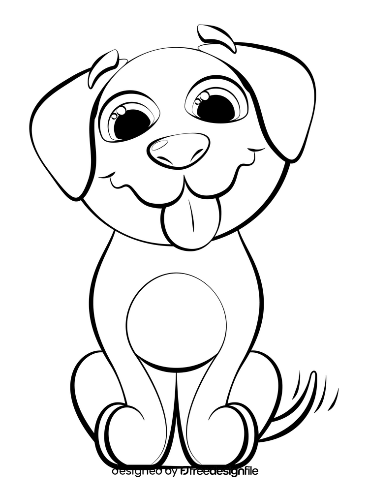 Cute dog black and white clipart