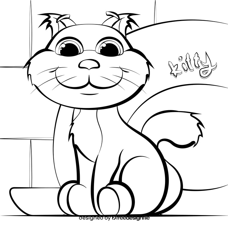 Cute cat smiling black and white vector