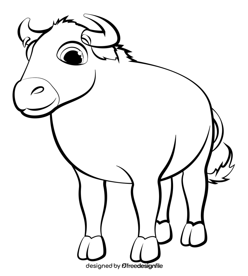 Bull cartoon black and white clipart