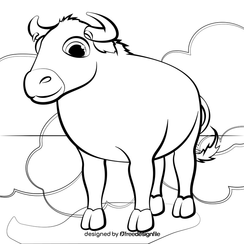 Bull cartoon black and white vector