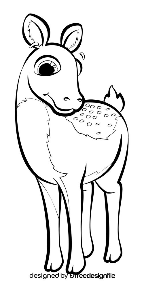 Deer cartoon black and white clipart