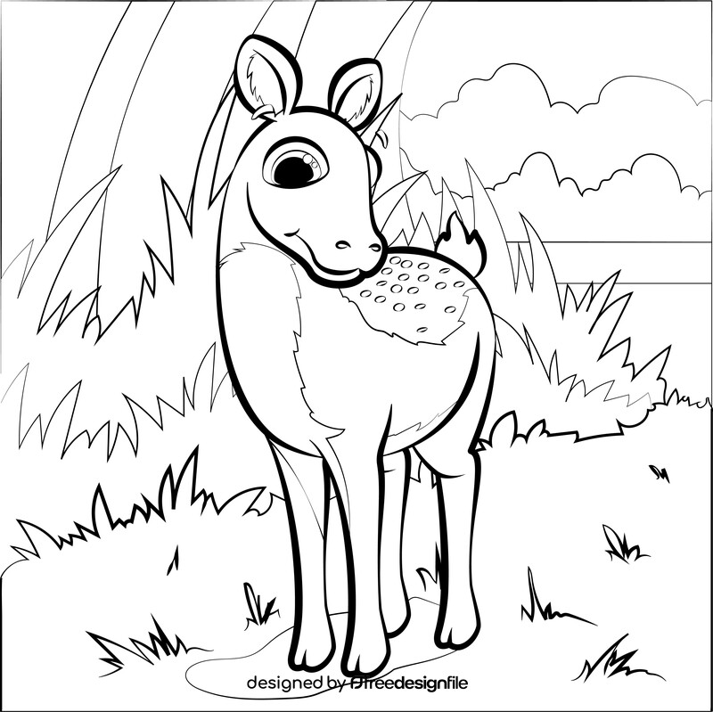 Deer cartoon black and white vector
