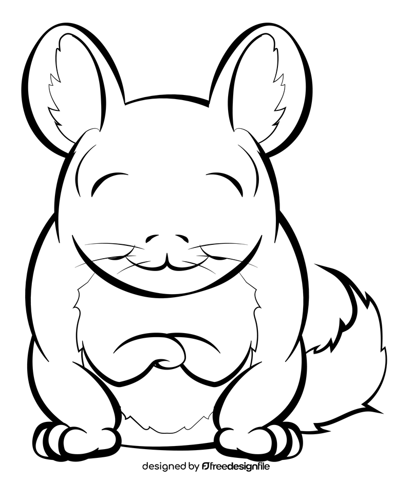 Chinchilla cartoon black and white clipart