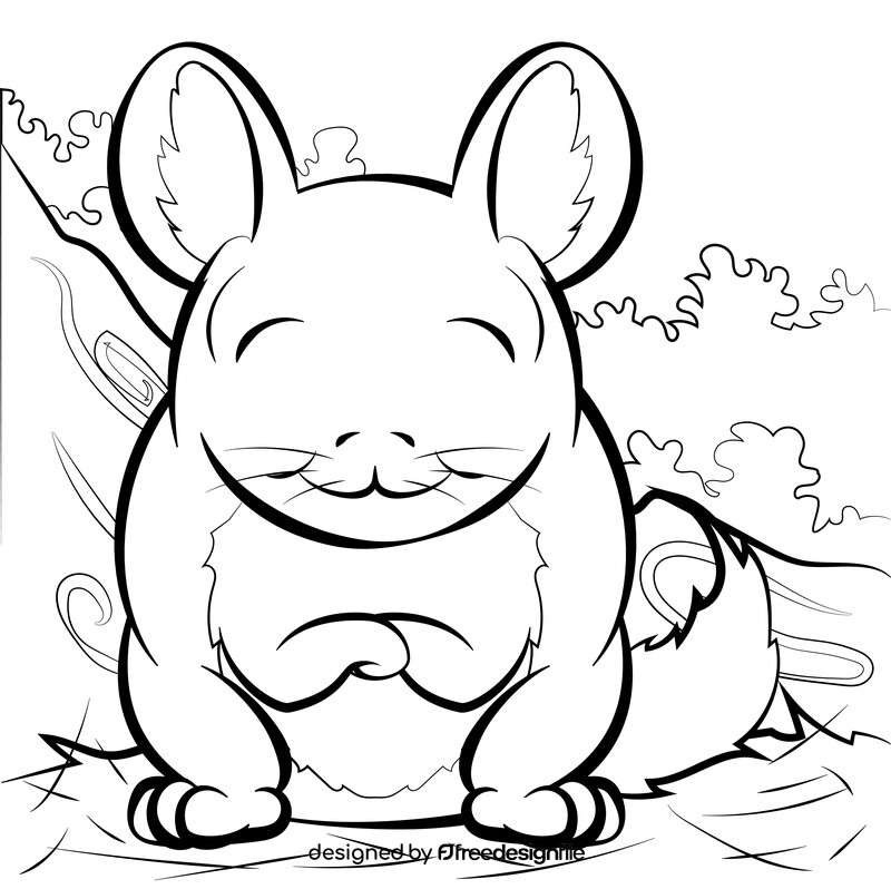 Chinchilla cartoon black and white vector