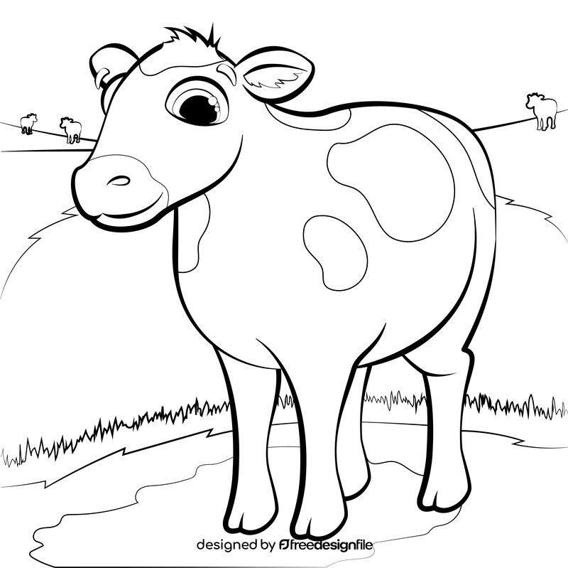 Cow cartoon black and white vector
