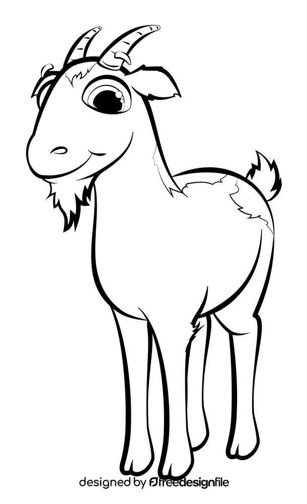 Goat cartoon black and white clipart