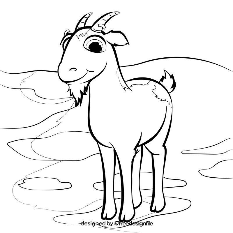 Goat cartoon black and white vector