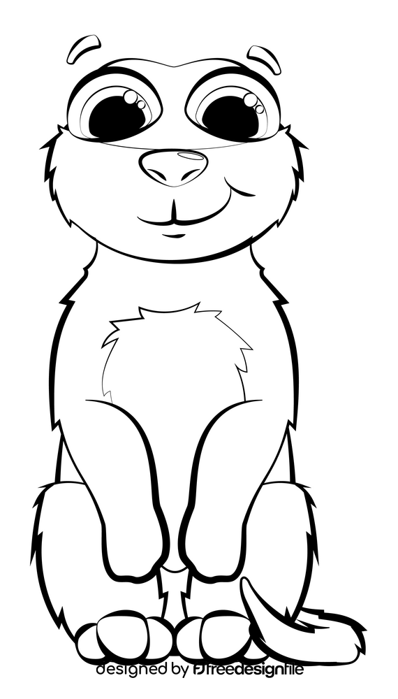 Meerkat cartoon black and white clipart