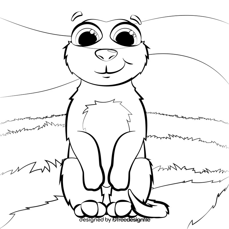 Meerkat cartoon black and white vector