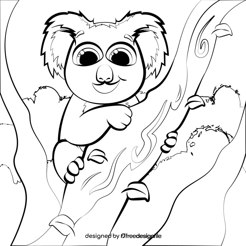Koala cartoon black and white vector