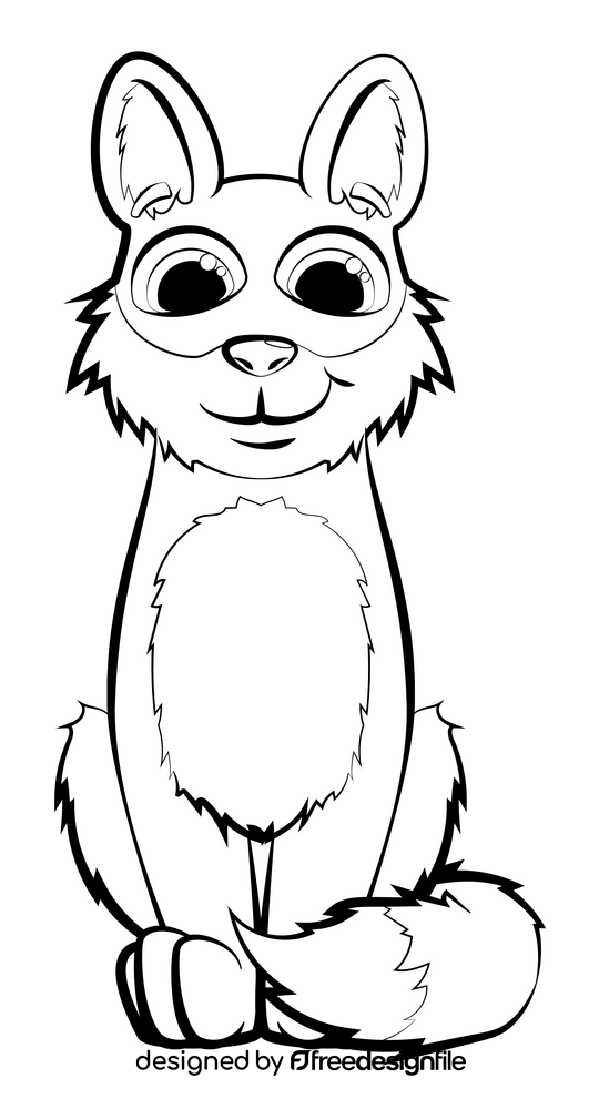 Fox cartoon black and white clipart