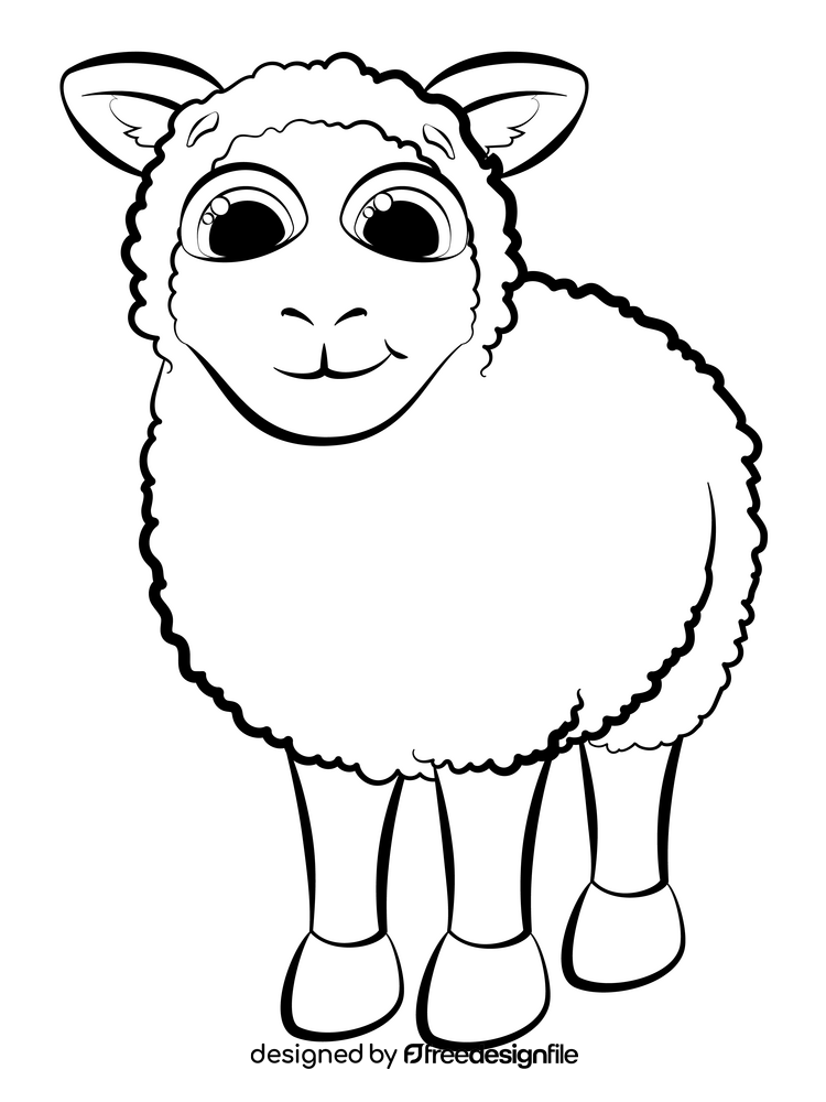 Sheep cartoon black and white clipart